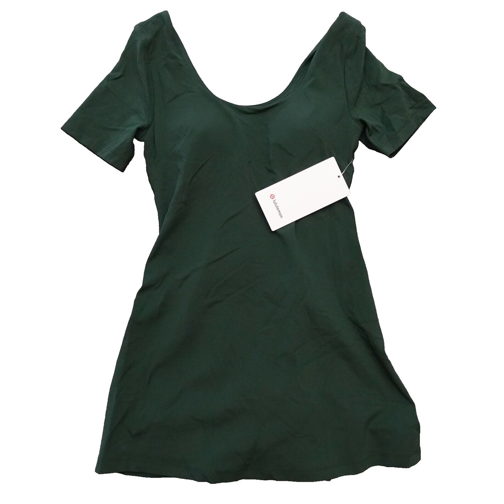 New Lululemon Size 4 Align Short Sleeve Dress 3" Liner Nulu LGYG Legacy Green